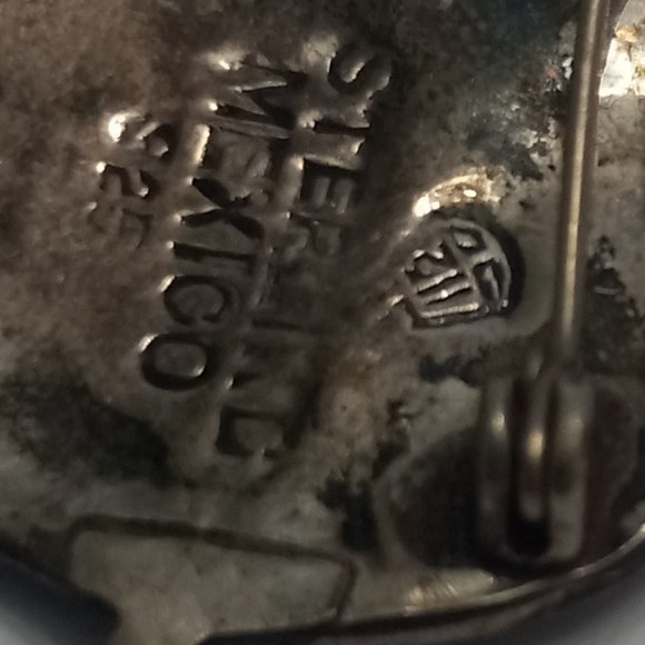 Vintage Mexico Sterling Silver Brooch with Abalone Shell Inlay - Picture 4 of 6